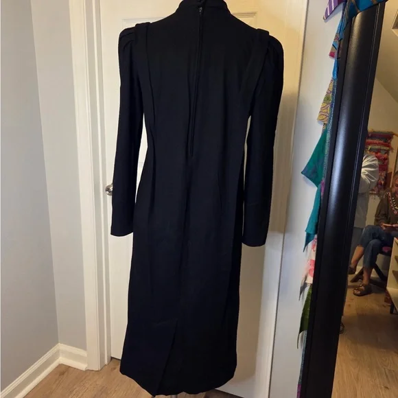 Cloak of Many Colors - Vintage Black Long Sleeve Midi Dress - Classic Style 8 - Picture 8 of 8